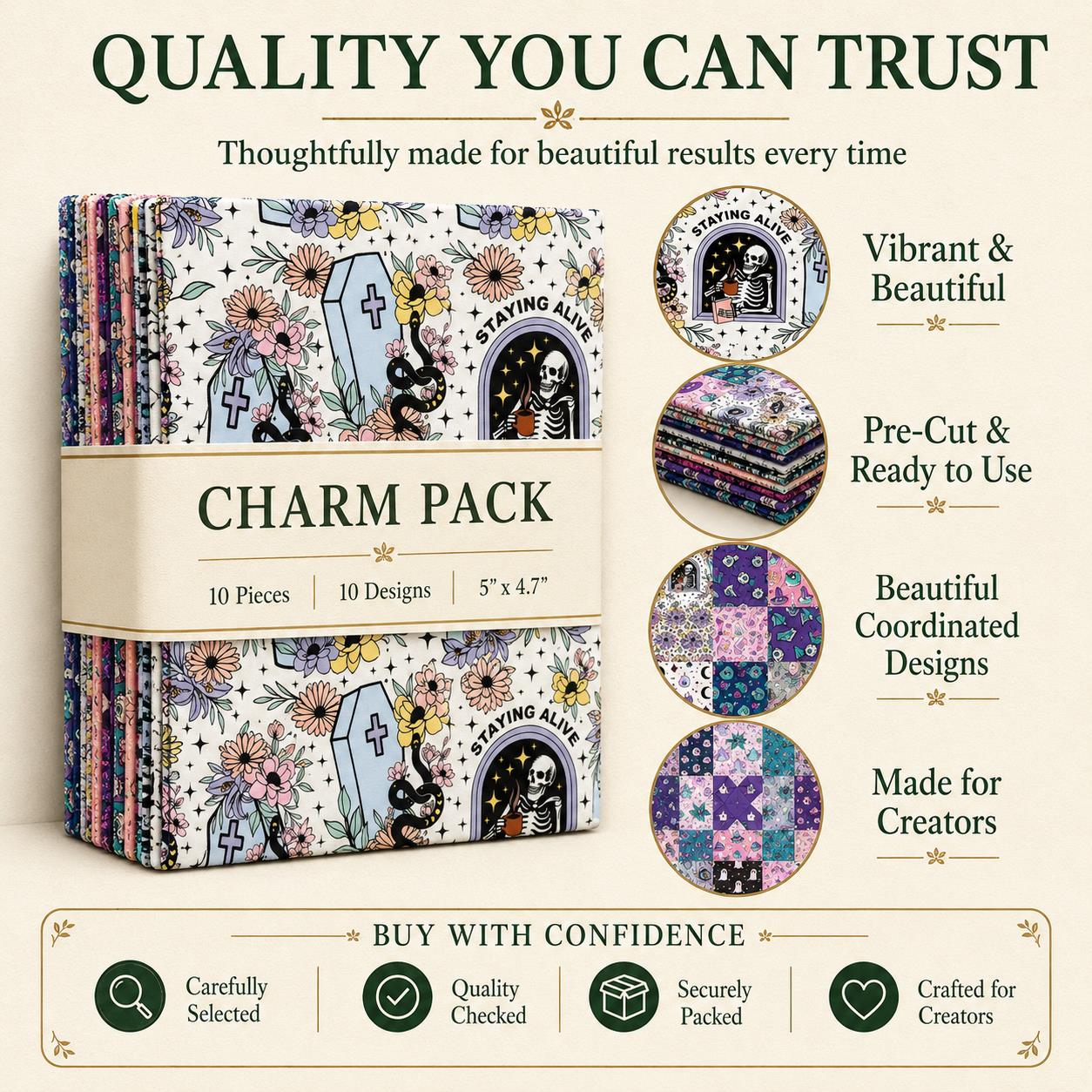 10Pc/Set Halloween Series Flower Butterfly Pumpkin Fat Quarter Fabric, Pre-Cut Square Fabric Assort, Fabric Set, Craft Fabric, Handmade DIY Patchwork Fabric,Home Quilting Sewing Fabric, Packaging Fabric, Scrapbooking Craft Hobbyist