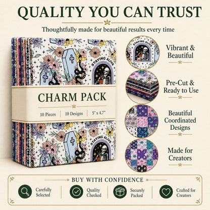 10Pc/Set Halloween Series Flower Butterfly Pumpkin Fat Quarter Fabric, Pre-Cut Square Fabric Assort, Fabric Set, Craft Fabric, Handmade DIY Patchwork Fabric,Home Quilting Sewing Fabric, Packaging Fabric, Scrapbooking Craft Hobbyist