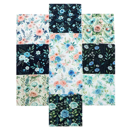 10Pc/Set Flower Series Fat Quarter Fabric, Pre-Cut Square Fabric Assort, Fabric Set, Craft Fabric, Handmade DIY Patchwork Fabric,Home Quilting Sewing Fabric, Packaging Fabric, Scrapbooking Craft Hobbyist