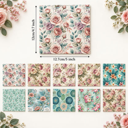 10Pc/Set Flower Series Fat Quarter Fabric, Pre-Cut Square Fabric Assort, Fabric Set, Craft Fabric, Handmade DIY Patchwork Fabric,Home Quilting Sewing Fabric, Packaging Fabric, Scrapbooking Craft Hobbyist