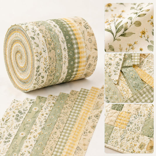 10pcs Vintage Flora Pattern Jelly Roll Fabric Strips 2.5X19.7inch Pre-Cut 100% Polyester For Patchwork Quilts, Table Runners, Placemats, Tote Bags, Storage Pouches, Makeup Bags, Coasters, Quilt Blocks & Binding