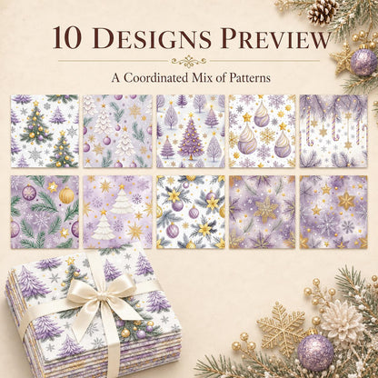 10pcs Charm Pack Set Christmas Tree Pattern Vintage Style Handmade DIY with Rich Color and Texture Elements 100% Polyester Patchwork in 10 Design Styles Suitable for Patchwork DIY Craft Projects DIY Wallet Making Gift Giving Bag Making Mother's Day Gift