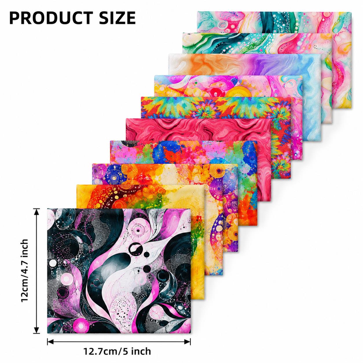 10Pc/Set Color Swirl Series Fat Quarter Fabric, Pre-Cut Square Fabric Assort, Fabric Set, Craft Fabric, Handmade DIY Patchwork Fabric,Home Quilting Sewing Fabric, Packaging Fabric, Scrapbooking Craft Hobbyist