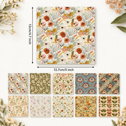 10pcs Charm Pack Set Floral Pattern Vintage Style Handmade DIY with Rich Color and Texture Elements 100% Polyester Patchwork in 10 Design Styles Suitable for Patchwork DIY Craft Projects DIY Wallet Making Gift Giving Bag Making Mother's Day Gift