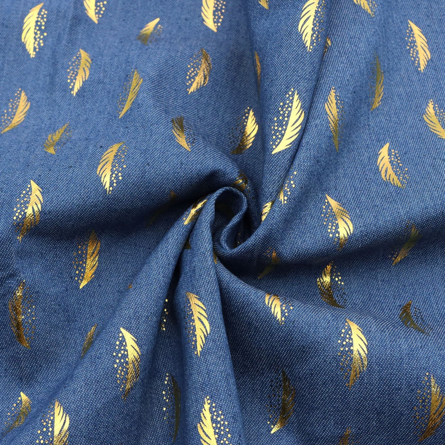 1Pc feather Golden Hot Stamping Pre-Washed Denim Fabric - 59x19.68inch(150x50cm)  DIY Crafts Projects, DIY Wallet Making