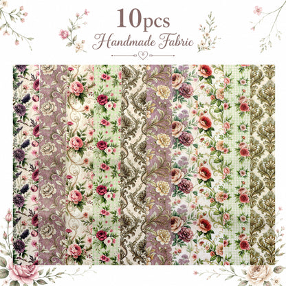 10pcs Vintage Floral Pattern Jelly Roll Fabric Strips 2.5X19.7inch Pre-Cut 100% Polyester For Patchwork Quilts, Table Runners, Placemats, Tote Bags, Storage Pouches, Makeup Bags, Coasters, Quilt Blocks & Binding