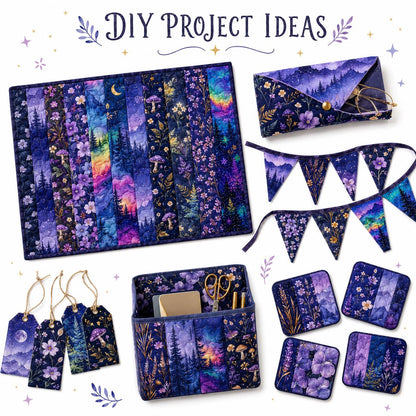 10pcs Vintage Mushroom Mountain Dark Pattern Jelly Roll Fabric Strips 2.5X19.7inch Pre-cut 100% Polyester for Patchwork Quilts, Table Runners, Placemats, Tote Bags, Storage Pouches, Makeup Bags, Coasters, Quilt Blocks & Binding