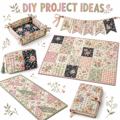 10Pc/Set Flower Plaid Series Daisy Mushroom Fat Quarter Fabric, Pre-Cut Square Fabric Assort, Fabric Set, Craft Fabric, Handmade DIY Patchwork Fabric,Home Quilting Sewing Fabric, Packaging Fabric, Scrapbooking Craft Hobbyist