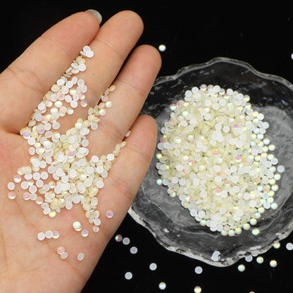 3MM 200pcs/pack Iridescent Half Round Mermaid Color Acrylic Beads Cabochon Pearls For Crafts Necklaces Bracelets Jewelry Decorations Wedding Dress Nail Art