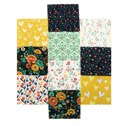10pcs Charm Pack Set Floral Pattern Vintage Style Handmade DIY with Rich Color and Texture Elements 100% Polyester Patchwork in 10 Design Styles Suitable for Patchwork DIY Craft Projects DIY Wallet Making Gift Giving Bag Making Mother's Day Gift