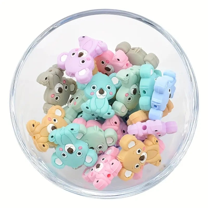 1Pc Cute Animal-Themed Silicone Bead Set for DIY Jewelry Making - Koala & Assorted Shapes, Perfect for Bracelets and Necklaces Crafting
