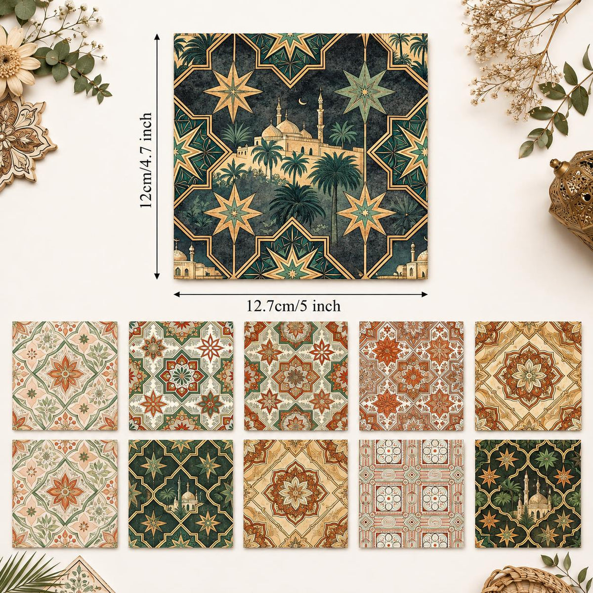 10pcs Charm Pack Set Geometric Floral Pattern 100% Polyester Patchwork in 10 Design Styles, Ready-to-Sew Without Cutting, Suitable For Patchwork Wallet Making Gift Giving Tote Bags Coasters DIY Craft Projects
