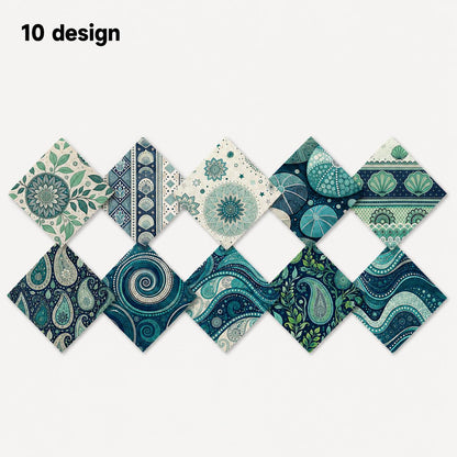 10pcs Charm Pack Set Geometric Cashew Pattern Vintage Style Pattern Handmade DIY with Rich Color and Texture Elements 100% Polyester Patchwork in 10 Design Styles Suitable for Patchwork DIY Craft Projects DIY Wallet Making Gift Giving Bag Making Mother's