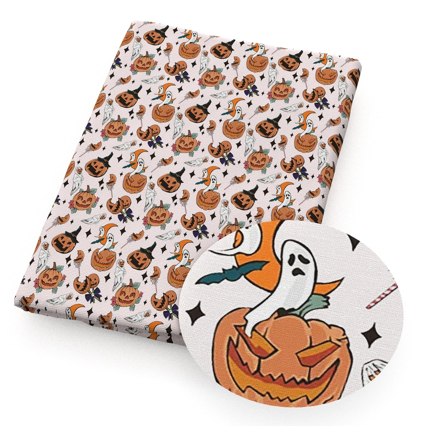 halloween moon skull ghost skeleton bones pumpkin fabric
