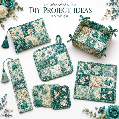 10Pc/Set Flower Green Series Fat Quarter Fabric, Pre-Cut Square Fabric Assort, Fabric Set, Craft Fabric, Handmade DIY Patchwork Fabric,Home Quilting Sewing Fabric, Packaging Fabric, Scrapbooking Craft Hobbyist