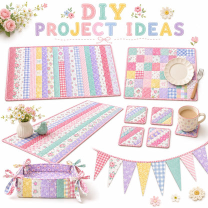 20pcs Vintage Floral Plaid Jelly Roll Sliced Fabric Strips 2.5X19.7inch Pre-cut Fresh and Delicate Printed Multi-Color 100% Polyester for DIY Handmade Patchwork, Table Runners, Placemats, Tote Bags, Storage Pouches, Makeup Bags, Coasters, Quilt Blocks
