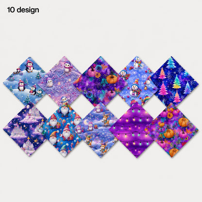 10Pc/Set Christmas Series Pumpkin Deer Crutch Santa Claus, Fat Quarter Fabric, Pre-Cut Square Fabric Assort, Fabric Set, Craft Fabric, Handmade DIY Patchwork Fabric,Home Quilting Sewing Fabric, Packaging Fabric, Scrapbooking Craft Hobbyist