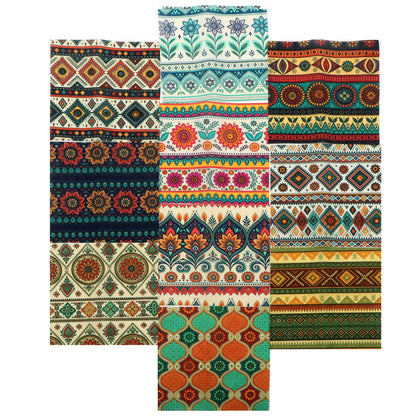 10Pc/Set Flower Stripe Geometric Patterns Ethnic Style Series Fat Quarter Fabric, Pre-Cut Square Fabric Assort, Fabric Set, Craft Fabric, Handmade DIY Patchwork Fabric,Home Quilting Sewing Fabric, Packaging Fabric, Scrapbooking Craft Hobbyist