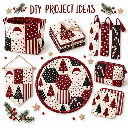 10Pc/Set Christmas Series Star Tree Stripe Dot Crutch Fat Quarter Fabric, Pre-Cut Square Fabric Assort, Fabric Set, Craft Fabric, Handmade DIY Patchwork Fabric,Home Quilting Sewing Fabric, Packaging Fabric, Scrapbooking Craft Hobbyist