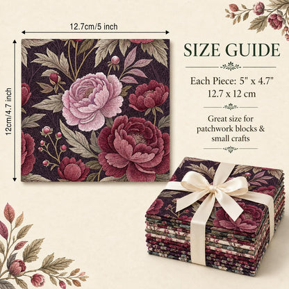 10Pc/Set Peony Flower Series Fat Quarter Fabric, Pre-Cut Square Fabric Assort, Fabric Set, Craft Fabric, Handmade DIY Patchwork Fabric,Home Quilting Sewing Fabric, Packaging Fabric, Scrapbooking Craft Hobbyist