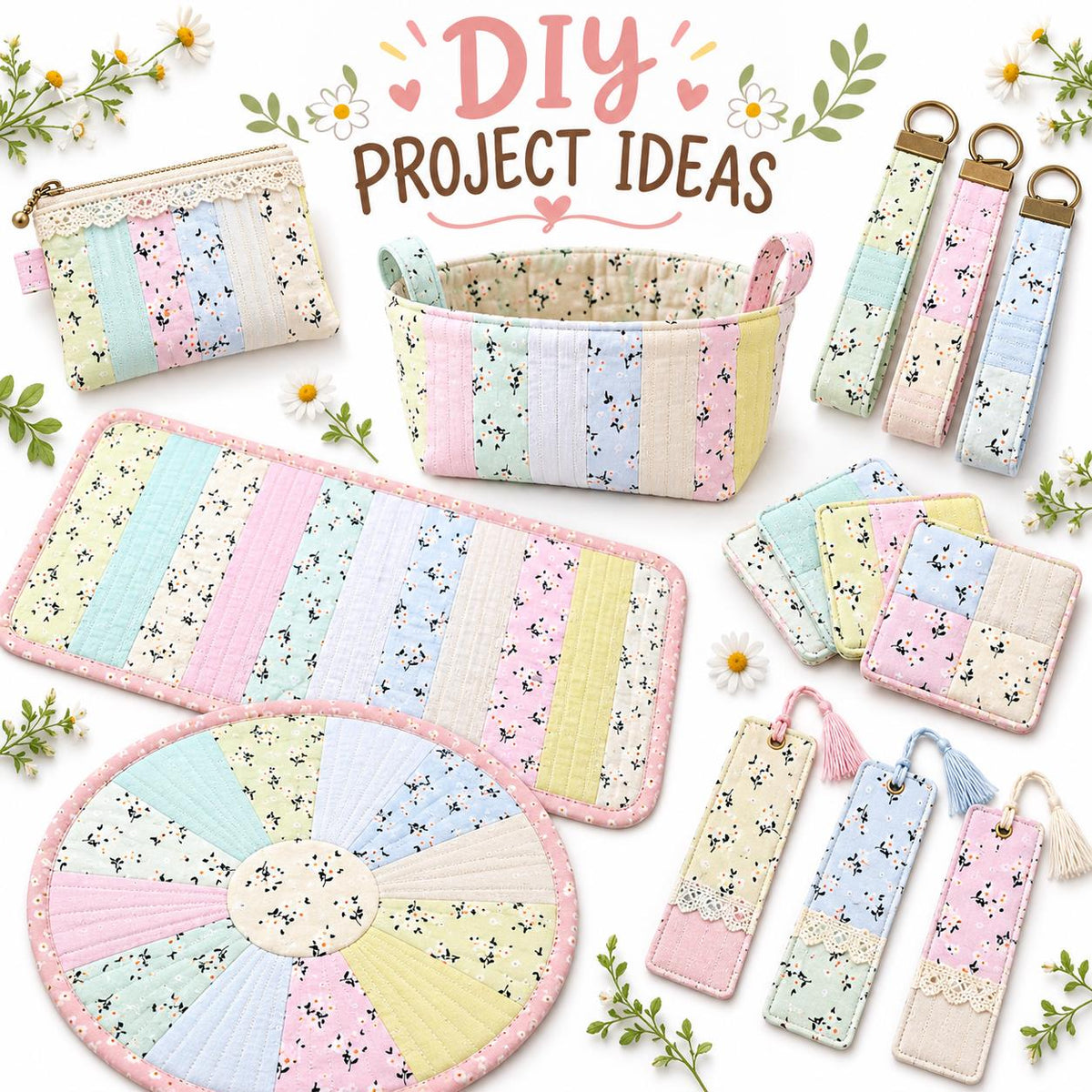 10pcs Vintage Floral Pattern Jelly Roll Fabric Strips 2.5X19.7inch Pre-Cut 100% PolyesterFor Patchwork Quilts, Table Runners, Placemats, Tote Bags, Storage Pouches, Makeup Bags, Coasters, Quilt Blocks & Binding