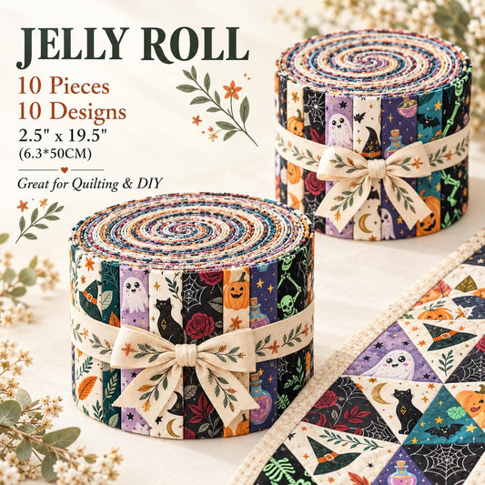 10pcs Vintage Pumpkin Autumn Pattern Jelly Roll Fabric Strips 2.5X19.7inch Pre-Cut 100% Polyester For Patchwork Quilts, Table Runners, Placemats, Tote Bags, Storage Pouches, Makeup Bags, Coasters, Quilt Blocks & Binding