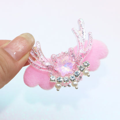 1Pc Faux Rhinestone Acrylic Beads Transparent Reindeer Shaped Angle Wings Solid Color Loose Spacer Beads with Hole for Jewelry Making DIY Bracelet Necklace Chain Earrings Charm Bangle Decors Craft Pen Supplies
