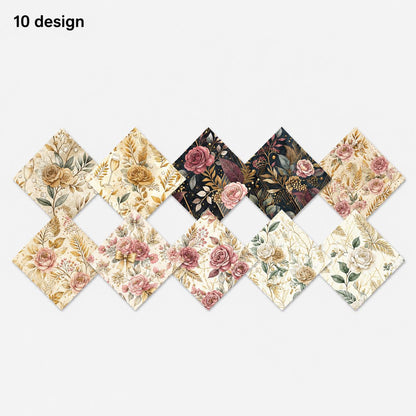 10Pc/Set Flower Series Fat Quarter Fabric, Pre-Cut Square Fabric Assort, Fabric Set, Craft Fabric, Handmade DIY Patchwork Fabric,Home Quilting Sewing Fabric, Packaging Fabric, Scrapbooking Craft Hobbyist