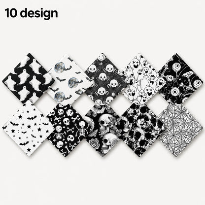 10Pc/Set Halloween Series Skull Moon Bat Fat Quarter Fabric, Pre-Cut Square Fabric Assort, Fabric Set, Craft Fabric, Handmade DIY Patchwork Fabric,Home Quilting Sewing Fabric, Packaging Fabric, Scrapbooking Craft Hobbyist