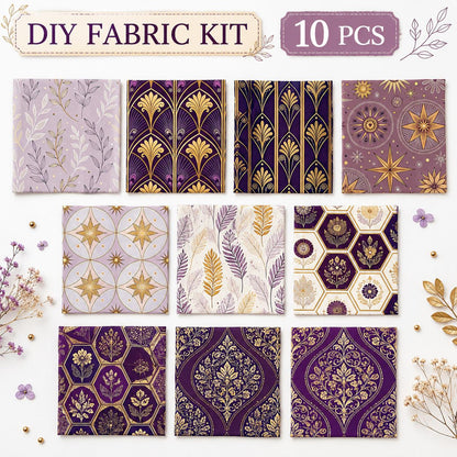 10Pc/Set Flower Purple Series Stripe Feather Fat Quarter Fabric, Pre-Cut Square Fabric Assort, Fabric Set, Craft Fabric, Handmade DIY Patchwork Fabric,Home Quilting Sewing Fabric, Packaging Fabric, Scrapbooking Craft Hobbyist