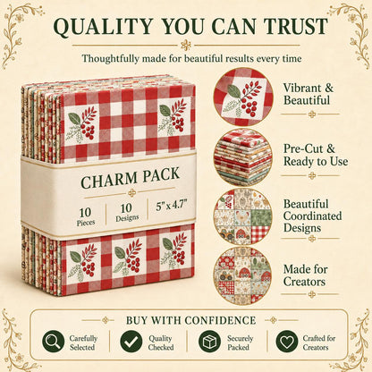 10pcs Charm Pack Set Hen Egg Sheep Farm Pattern Vintage Style Handmade DIY with Rich Color and Texture Elements 100% Polyester Patchwork in 10 Design Styles Suitable for Patchwork DIY Craft Projects DIY Wallet Making Gift Giving Bag Making Mother's Day Gi