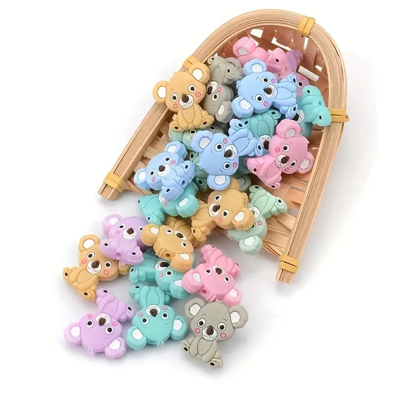 1Pc Cute Animal-Themed Silicone Bead Set for DIY Jewelry Making - Koala & Assorted Shapes, Perfect for Bracelets and Necklaces Crafting