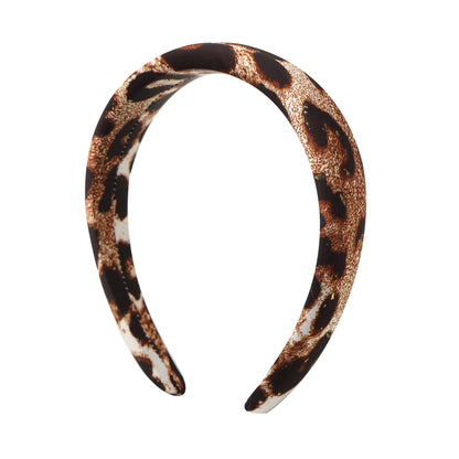 hot gold leopard satin high cranial hairband
