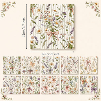 10pcS Charm Pack Set Floral Pattern VIntage Style Handmade DIY With Rich Color and Texture Elements 100% Polyester Patchwork in 10 Design Styles Suitable For Patchwork DIY Craft Projects DIY Wallet Making Gift Giving Bag Making Mother's Day Gift