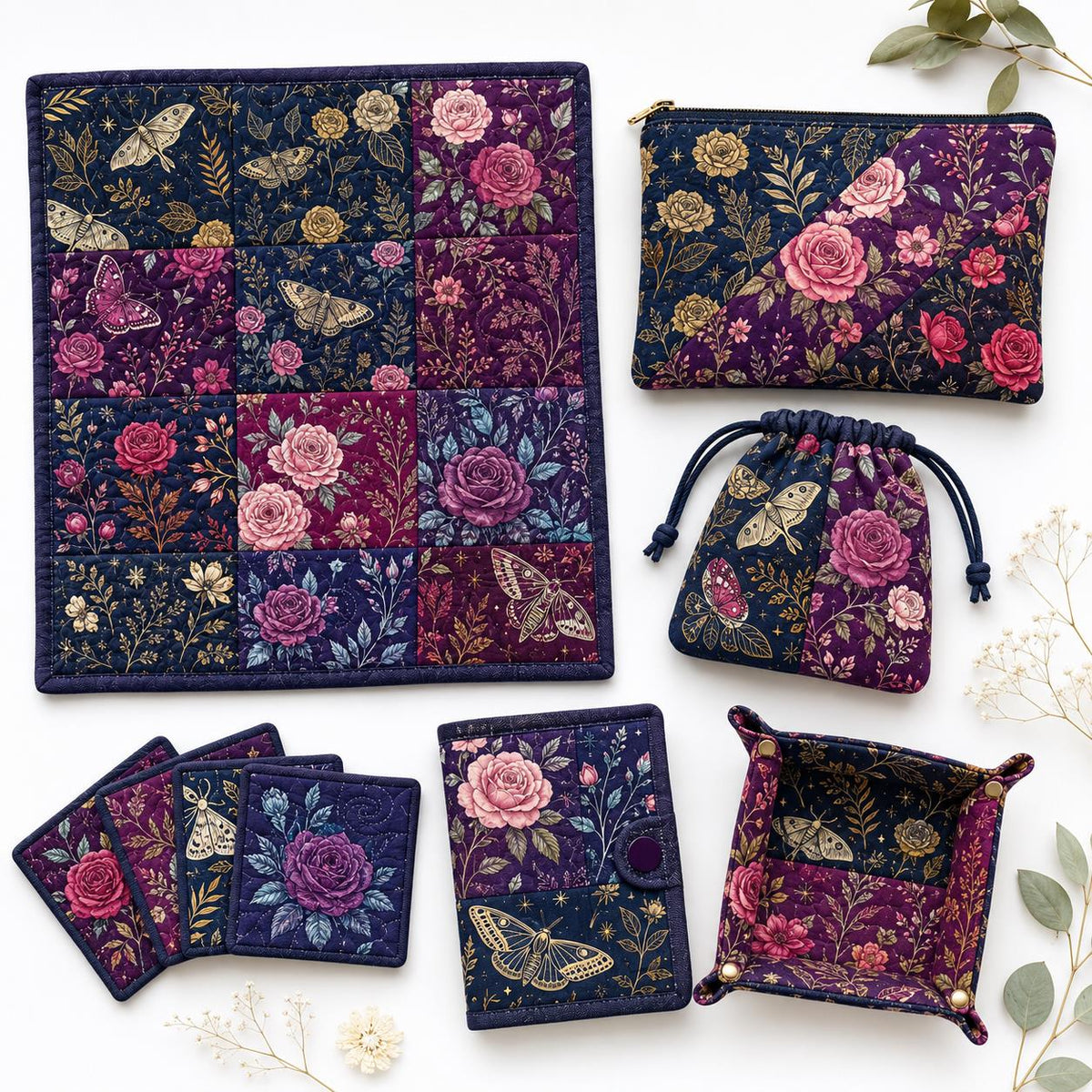 10Pc/Set Flower Series Butterfly Rose Fat Quarter Fabric, Pre-Cut Square Fabric Assort, Fabric Set, Craft Fabric, Handmade DIY Patchwork Fabric,Home Quilting Sewing Fabric, Packaging Fabric, Scrapbooking Craft Hobbyist