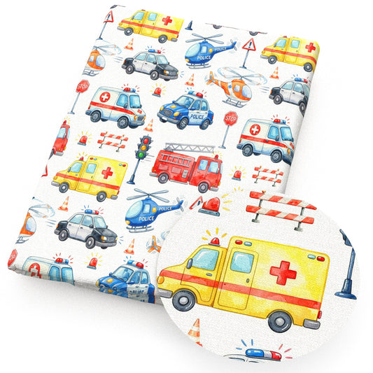 ambulance policepolicemanpolice car fire truckfire hydrantfiremen plane fabric