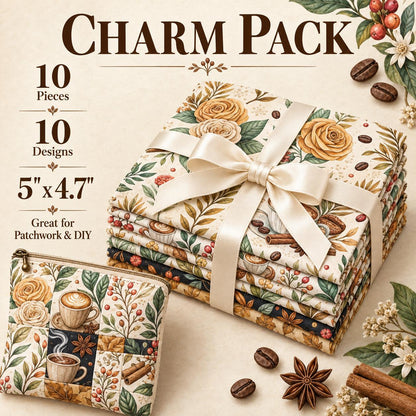 10Pc/Set Christmas Flower Coffee Beans Coffee Series Fat Quarter Fabric, Pre-Cut Square Fabric Assort, Fabric Set, Craft Fabric, Handmade DIY Patchwork Fabric,Home Quilting Sewing Fabric, Packaging Fabric, Scrapbooking Craft Hobbyist