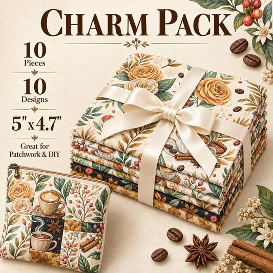 10Pc/Set Christmas Flower Coffee Beans Coffee Series Fat Quarter Fabric, Pre-Cut Square Fabric Assort, Fabric Set, Craft Fabric, Handmade DIY Patchwork Fabric,Home Quilting Sewing Fabric, Packaging Fabric, Scrapbooking Craft Hobbyist