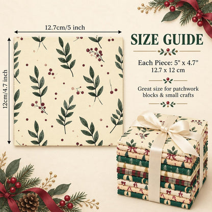 10Pc/Set Christmas Series Plaid Tree Bowknot Star Crutch Fat Quarter Fabric, Pre-Cut Square Fabric Assort, Fabric Set, Craft Fabric, Handmade DIY Patchwork Fabric,Home Quilting Sewing Fabric, Packaging Fabric, Scrapbooking Craft Hobbyist