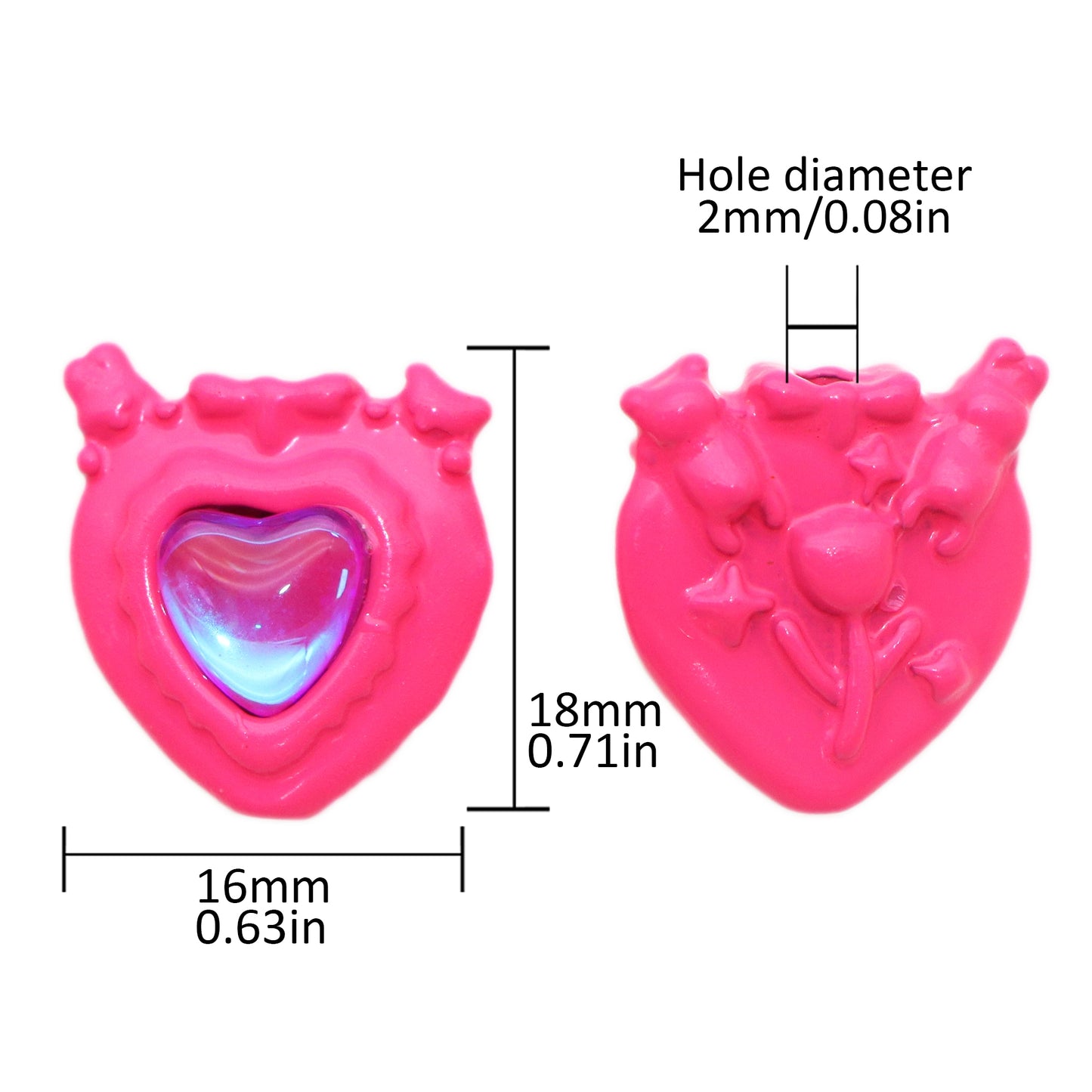1Pc Acrylic Beads Round Flat Color Heart Spacer Beads For Jewelry Making Handmade Diy Bracelet Necklace Earring