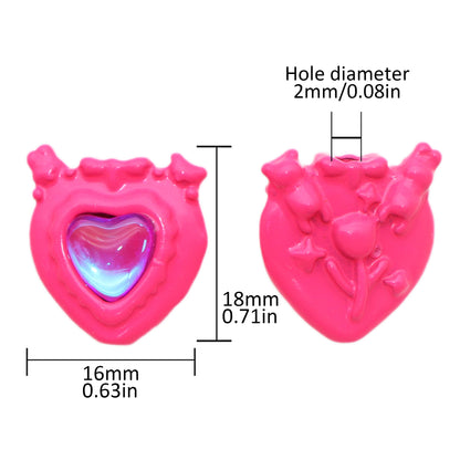 1Pc Acrylic Beads Round Flat Color Heart Spacer Beads For Jewelry Making Handmade Diy Bracelet Necklace Earring