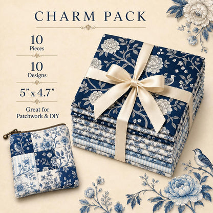 10Pc/Set Flower Blue Series Bird Leaves Fat Quarter Fabric, Pre-Cut Square Fabric Assort, Fabric Set, Craft Fabric, Handmade DIY Patchwork Fabric,Home Quilting Sewing Fabric, Packaging Fabric, Scrapbooking Craft Hobbyist