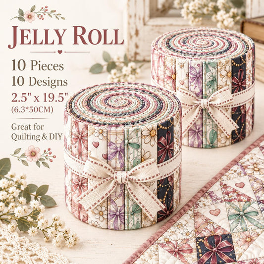 10pcs Vintage Bow Knot Plaid Pattern Jelly Roll Fabric Strips 2.5X19.7inch Pre-Cut 100% Polyester For Patchwork Quilts, Table Runners, Placemats, Tote Bags, Storage Pouches, Makeup Bags, Coasters, Quilt Blocks & Binding