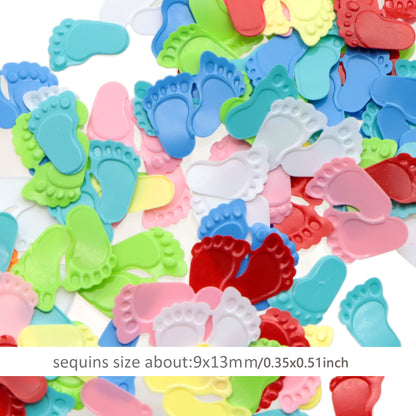 10g/0.35oz Footprint Shaped Sequins,Mixed Colors,PVC Flakes for DIY Crafts,Jewelry Making DIY Hand-Sewn Decorative Accessories,Perfect for New Year, Birthday, Wedding, and Bridal Shower Celebrations