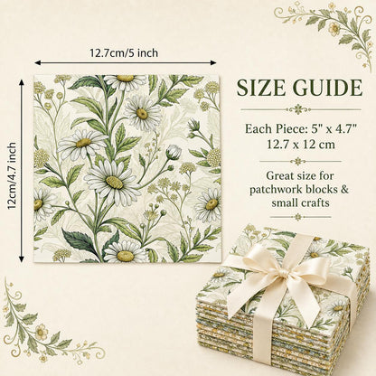 10Pc/Set Flower Series Daisy Plaid Fat Quarter Fabric, Pre-Cut Square Fabric Assort, Fabric Set, Craft Fabric, Handmade DIY Patchwork Fabric,Home Quilting Sewing Fabric, Packaging Fabric, Scrapbooking Craft Hobbyist