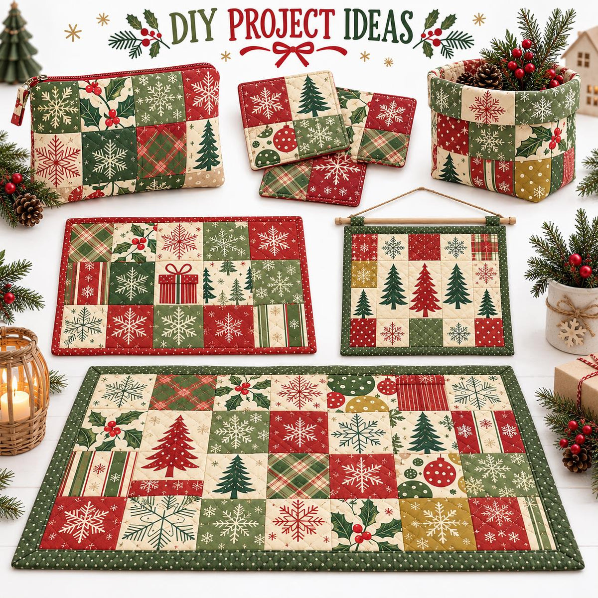 10Pc/Set Christmas Series Stripe Plaid Tree Gift Fat Quarter Fabric, Pre-Cut Square Fabric Assort, Fabric Set, Craft Fabric, Handmade DIY Patchwork Fabric,Home Quilting Sewing Fabric, Packaging Fabric, Scrapbooking Craft Hobbyist
