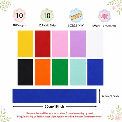 10pcs/Set, Making 10 Images 1pc Each, Each Size: 2.48*19.69inch Plain Solid Pattern Sliced Fabric Set Style Combination, Polyester Jelly Roll Fabric Strips, Pre-Cut Quilting Squares, for Quilting DIY, Handicrafts And Sewing, Blankets, Rugs
