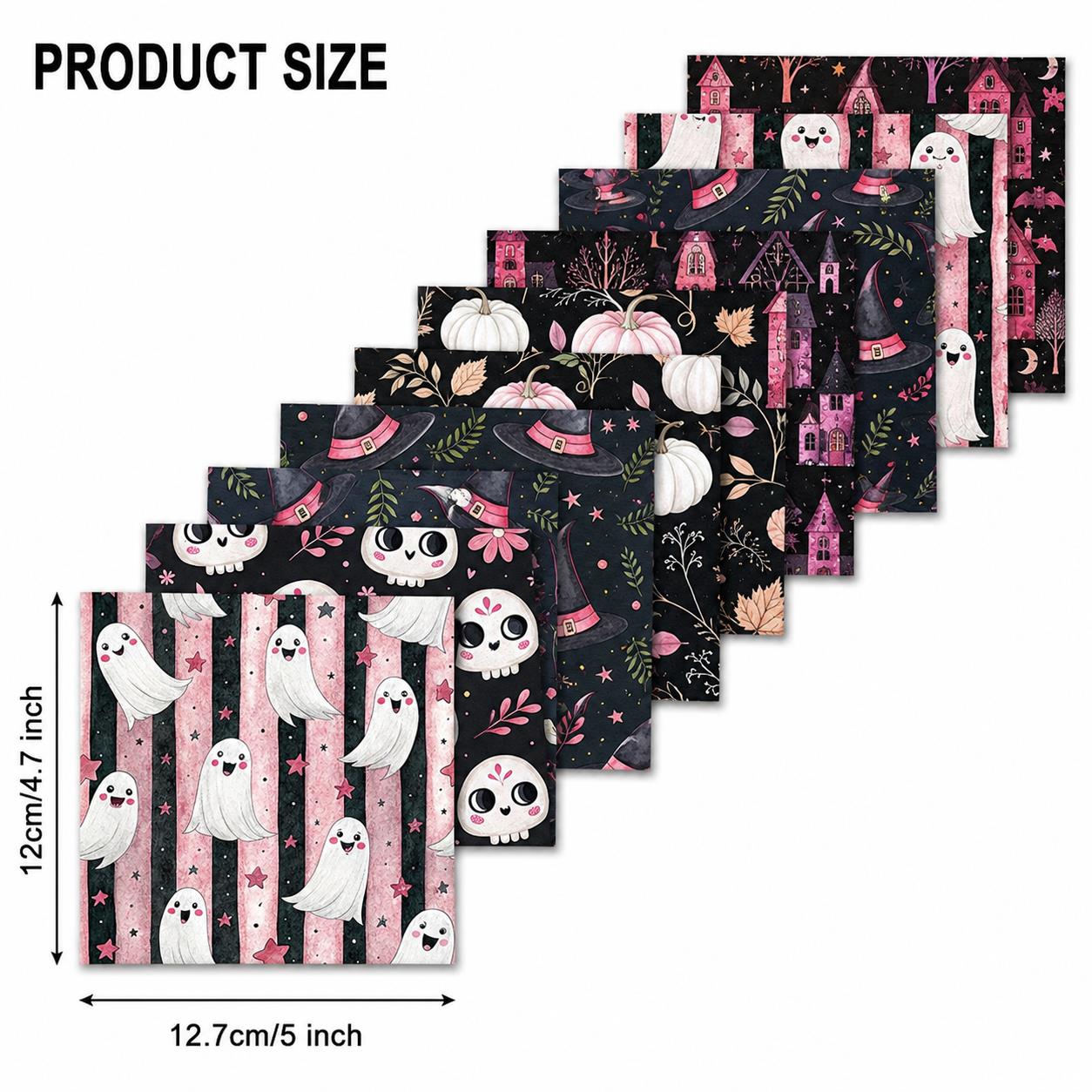 10Pc/Set Halloween Series Stripe Pumpkin Skull Moon Fat Quarter Fabric, Pre-Cut Square Fabric Assort, Fabric Set, Craft Fabric, Handmade DIY Patchwork Fabric,Home Quilting Sewing Fabric, Packaging Fabric, Scrapbooking Craft Hobbyist