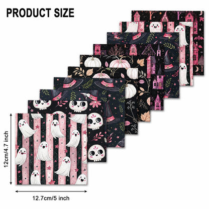 10Pc/Set Halloween Series Stripe Pumpkin Skull Moon Fat Quarter Fabric, Pre-Cut Square Fabric Assort, Fabric Set, Craft Fabric, Handmade DIY Patchwork Fabric,Home Quilting Sewing Fabric, Packaging Fabric, Scrapbooking Craft Hobbyist