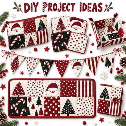 10Pc/Set Christmas Series Star Tree Stripe Dot Crutch Fat Quarter Fabric, Pre-Cut Square Fabric Assort, Fabric Set, Craft Fabric, Handmade DIY Patchwork Fabric,Home Quilting Sewing Fabric, Packaging Fabric, Scrapbooking Craft Hobbyist